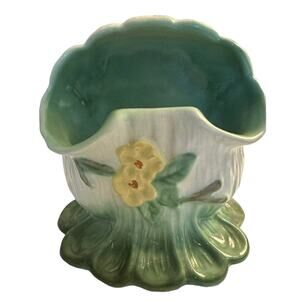 Antique Louisa Weller Jardiniere Planter Yellow Dogwood Green Signed Excellent